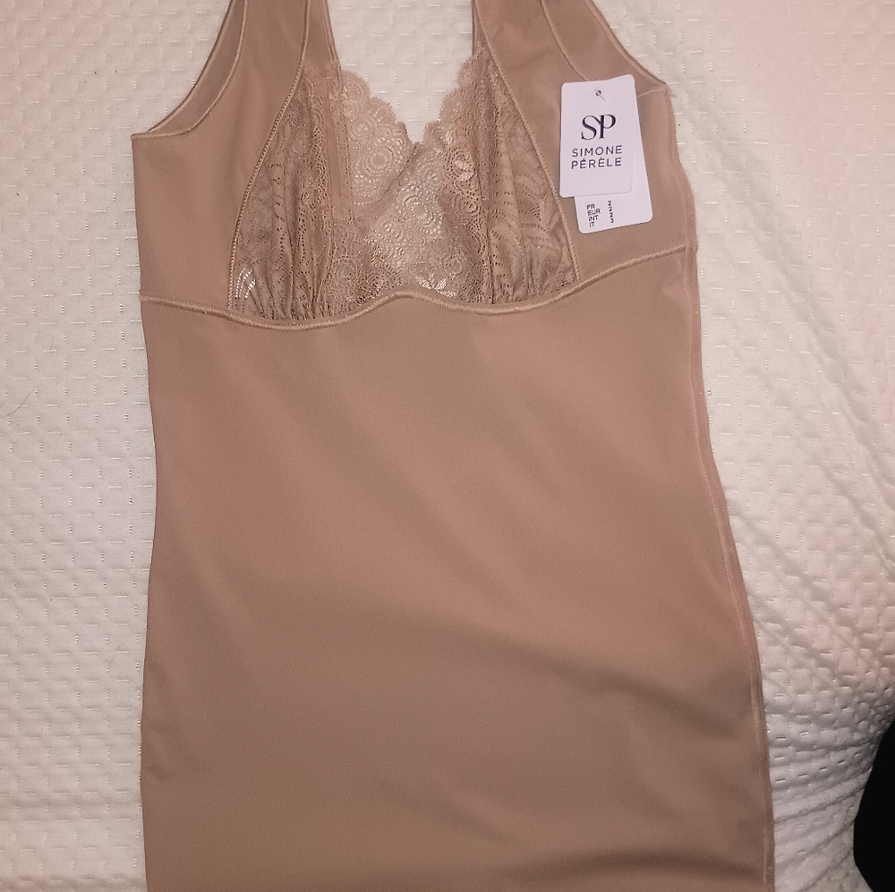 Simone Perele Top Model Full Shaper Slip Dress Size 2 Small Nude Firm Control